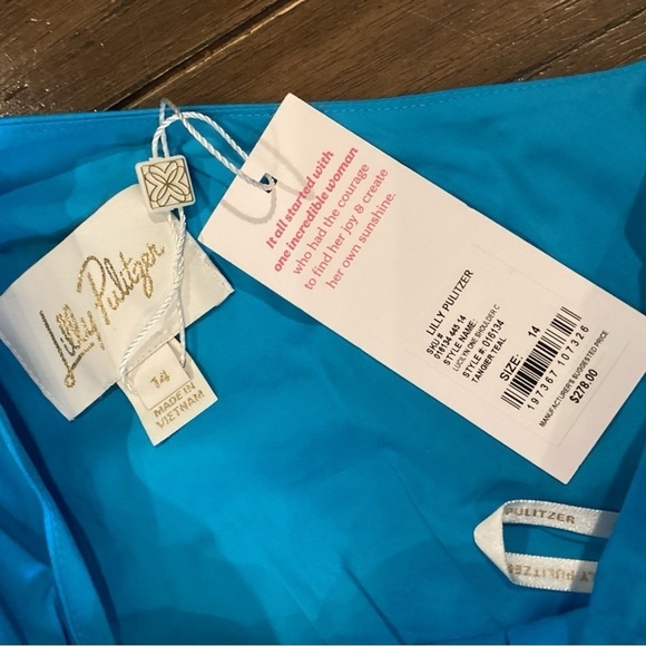 Lilly Pulitzer Lucilyn One Shoulder Maxi Dress NWT 14 tangier teal - Picture 4 of 11